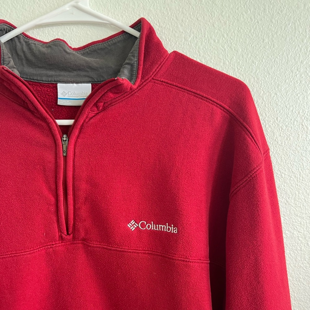Red Columbia 1/4 Zip Sweater